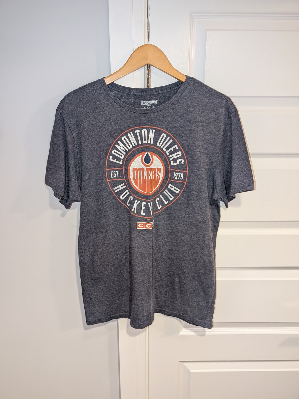 CCM Edmonton Oilers Gray T-Shirt with Orange and White Logo